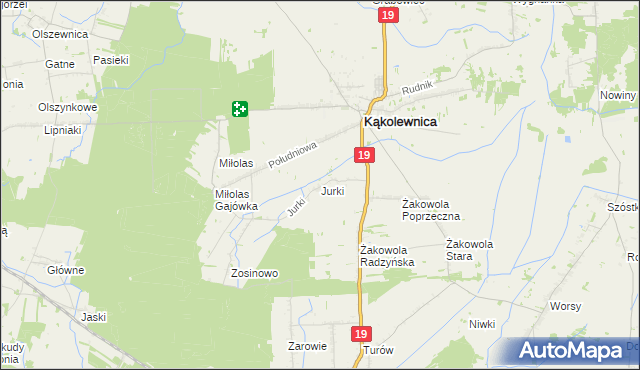 mapa Jurki gmina Kąkolewnica, Jurki gmina Kąkolewnica na mapie Targeo