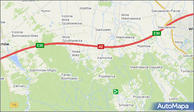 mapa Kamionka gmina Wiskitki, Kamionka gmina Wiskitki na mapie Targeo