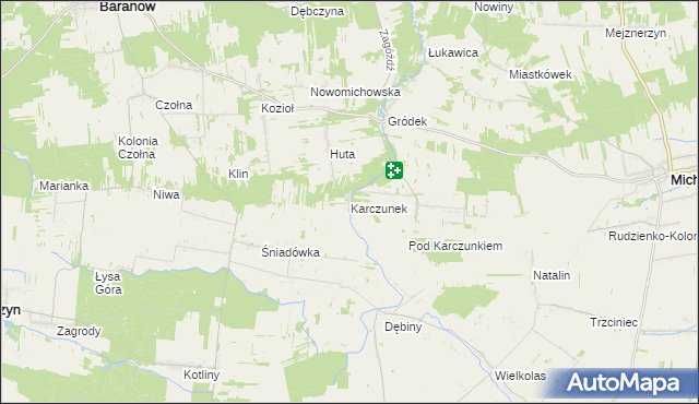 mapa Karczunek gmina Baranów, Karczunek gmina Baranów na mapie Targeo