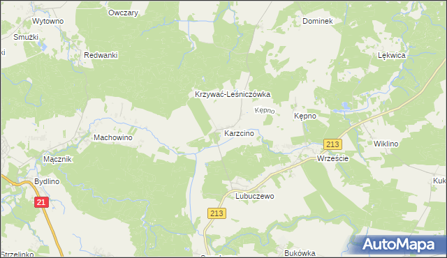 mapa Karzcino, Karzcino na mapie Targeo