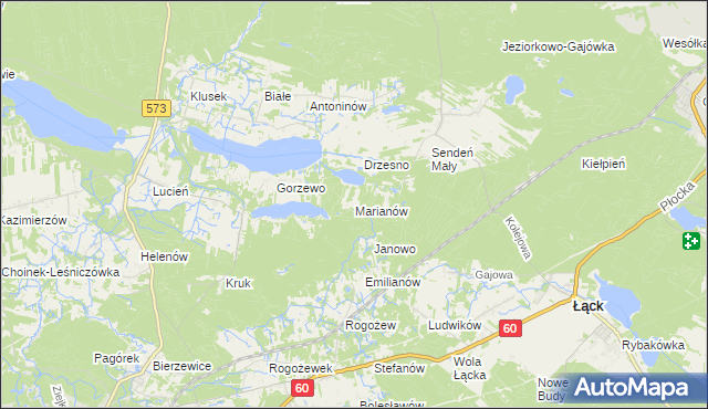 mapa Marianów gmina Gostynin, Marianów gmina Gostynin na mapie Targeo