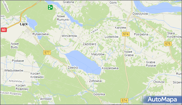 mapa Matyldów gmina Łąck, Matyldów gmina Łąck na mapie Targeo