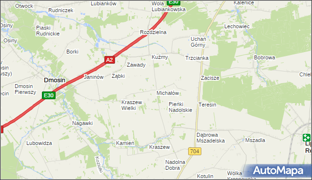 mapa Michałów gmina Dmosin, Michałów gmina Dmosin na mapie Targeo