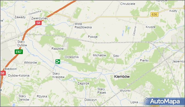 mapa Michałów gmina Klembów, Michałów gmina Klembów na mapie Targeo