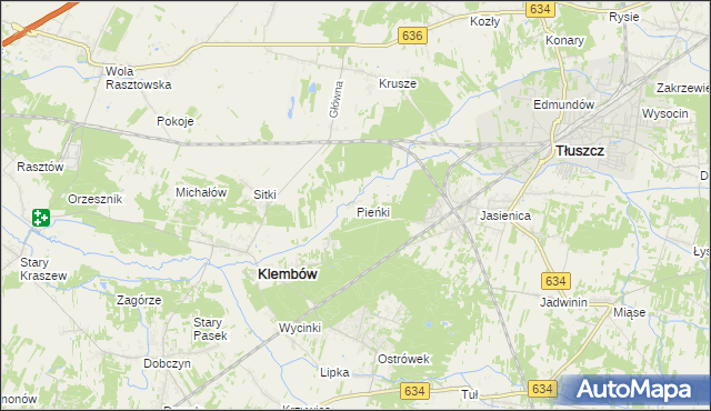 mapa Pieńki gmina Klembów, Pieńki gmina Klembów na mapie Targeo