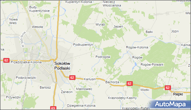 mapa Podrogów, Podrogów na mapie Targeo