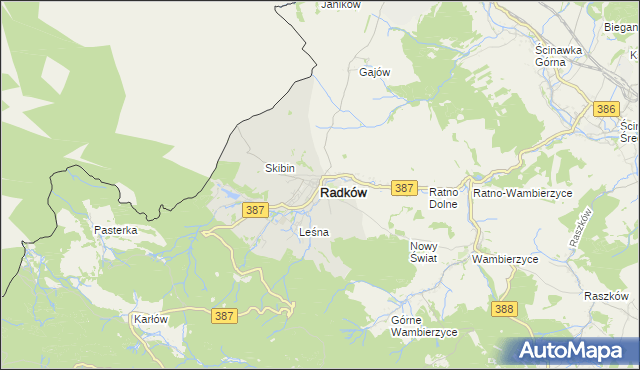 mapa Radków powiat kłodzki, Radków powiat kłodzki na mapie Targeo