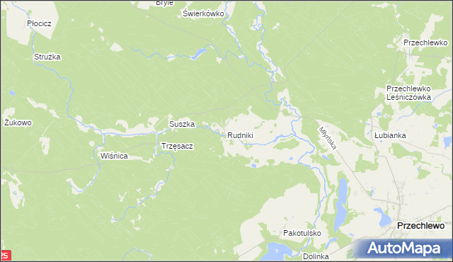 mapa Rudniki gmina Przechlewo, Rudniki gmina Przechlewo na mapie Targeo