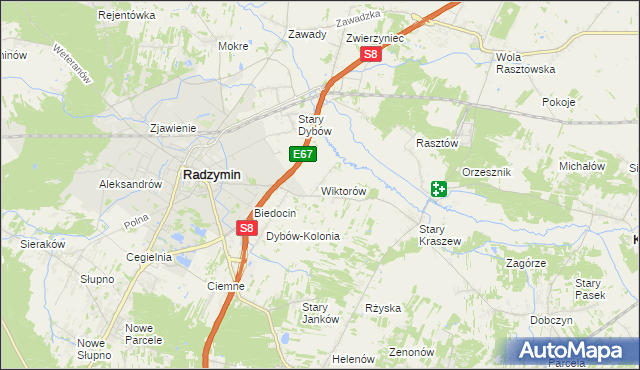 mapa Wiktorów gmina Radzymin, Wiktorów gmina Radzymin na mapie Targeo