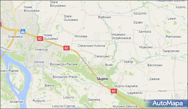 mapa Cekanowo gmina Słupno, Cekanowo gmina Słupno na mapie Targeo