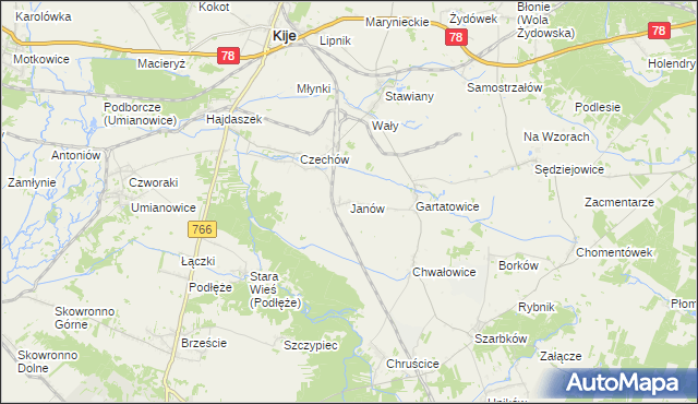 mapa Janów gmina Kije, Janów gmina Kije na mapie Targeo