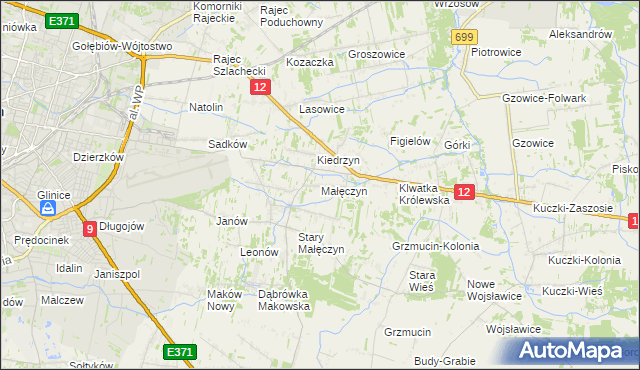 mapa Małęczyn gmina Gózd, Małęczyn gmina Gózd na mapie Targeo