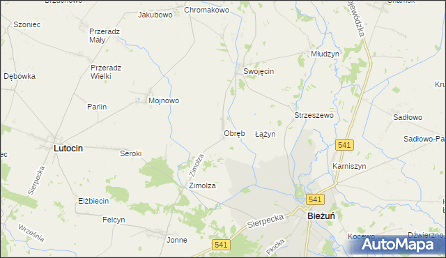 mapa Obręb gmina Lutocin, Obręb gmina Lutocin na mapie Targeo