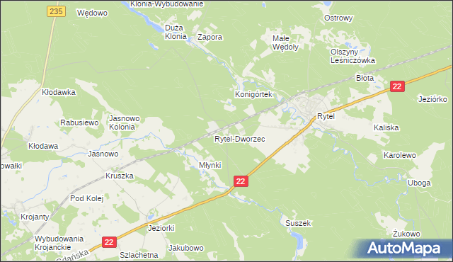 mapa Rytel-Nadleśnictwo, Rytel-Nadleśnictwo na mapie Targeo