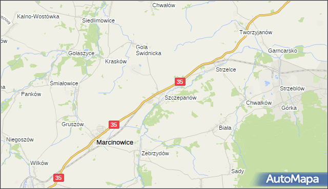 mapa Szczepanów gmina Marcinowice, Szczepanów gmina Marcinowice na mapie Targeo