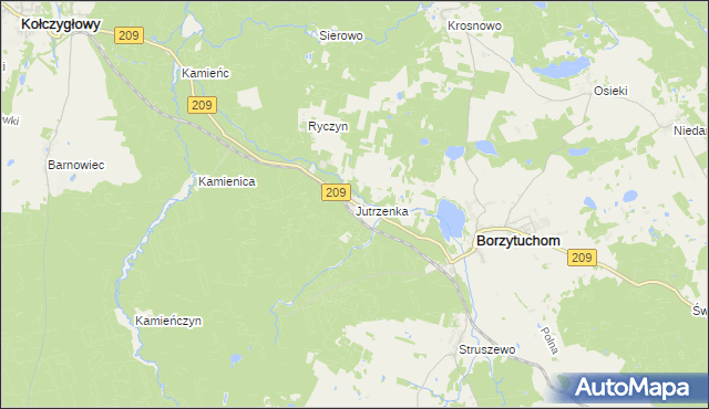 mapa Jutrzenka gmina Borzytuchom, Jutrzenka gmina Borzytuchom na mapie Targeo