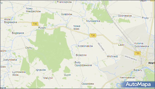 mapa Krześniaków, Krześniaków na mapie Targeo