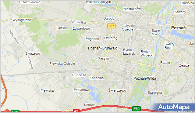 mapa Raszyn gmina Poznań, Raszyn gmina Poznań na mapie Targeo