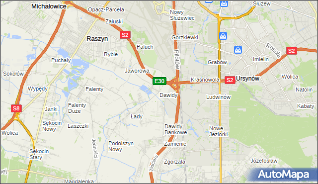 mapa Dawidy gmina Raszyn, Dawidy gmina Raszyn na mapie Targeo