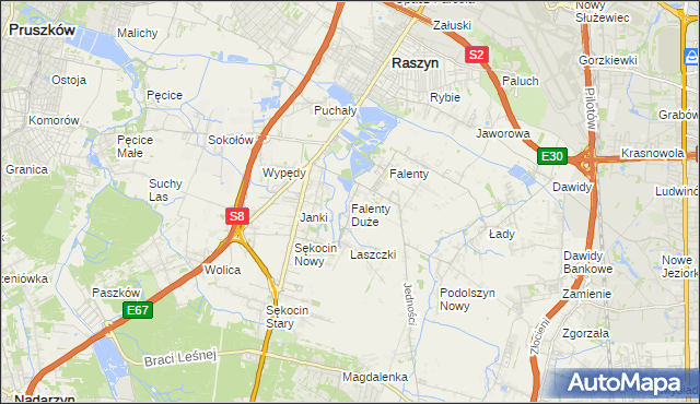 mapa Falenty Duże, Falenty Duże na mapie Targeo