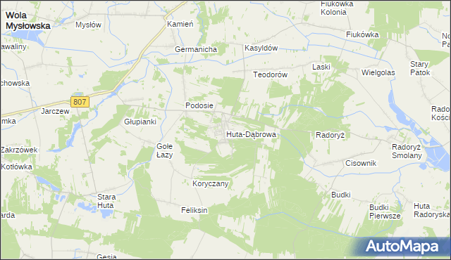 mapa Huta-Dąbrowa, Huta-Dąbrowa na mapie Targeo