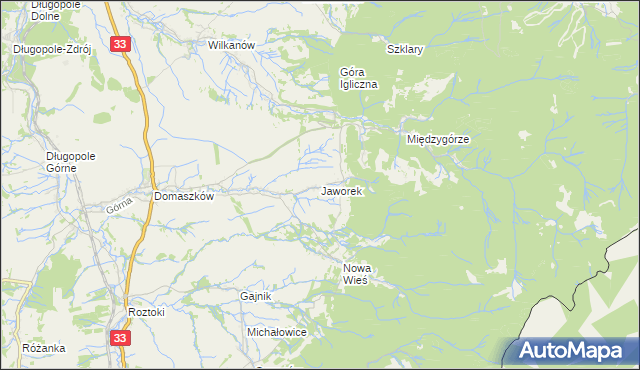 mapa Jaworek gmina Międzylesie, Jaworek gmina Międzylesie na mapie Targeo
