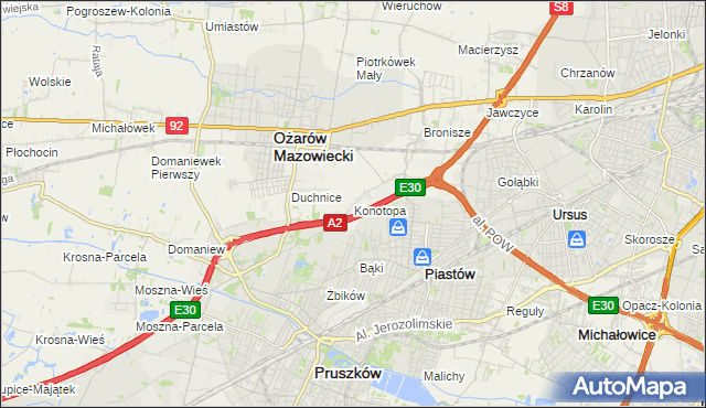 mapa Konotopa gmina Ożarów Mazowiecki, Konotopa gmina Ożarów Mazowiecki na mapie Targeo