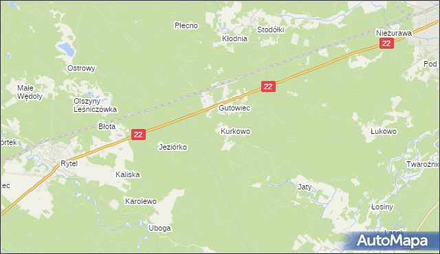 mapa Kurkowo gmina Czersk, Kurkowo gmina Czersk na mapie Targeo