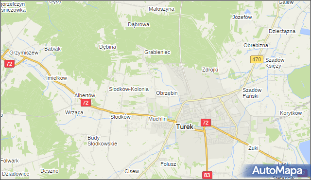 mapa Obrzębin, Obrzębin na mapie Targeo