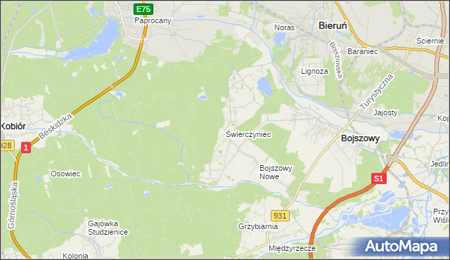 mapa Świerczyniec gmina Bojszowy, Świerczyniec gmina Bojszowy na mapie Targeo