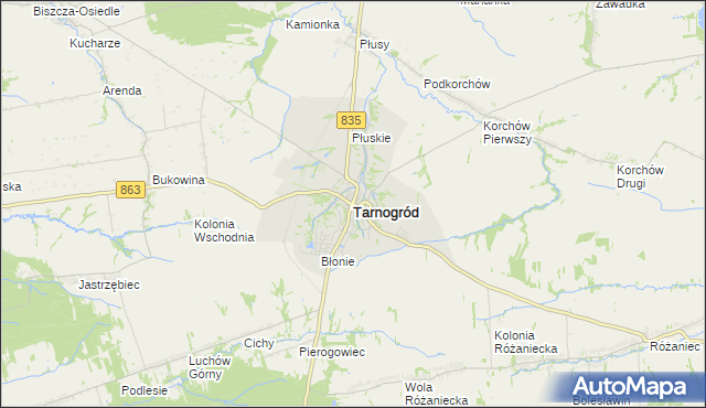 mapa Tarnogród, Tarnogród na mapie Targeo