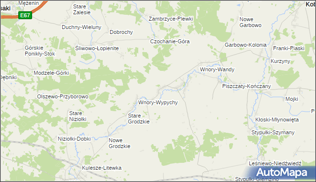 mapa Wnory-Kużele, Wnory-Kużele na mapie Targeo