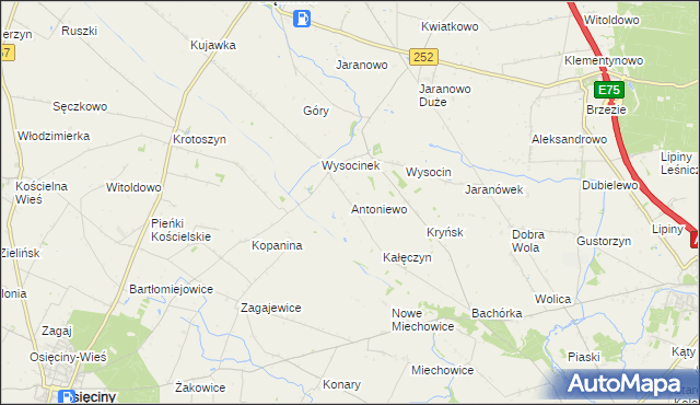 mapa Antoniewo gmina Bądkowo, Antoniewo gmina Bądkowo na mapie Targeo