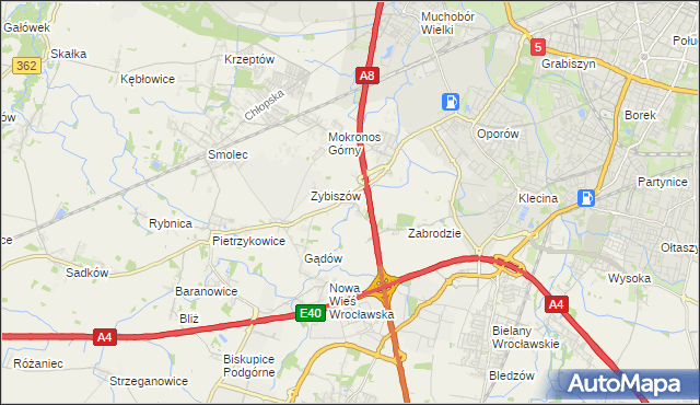 mapa Cesarzowice gmina Kąty Wrocławskie, Cesarzowice gmina Kąty Wrocławskie na mapie Targeo
