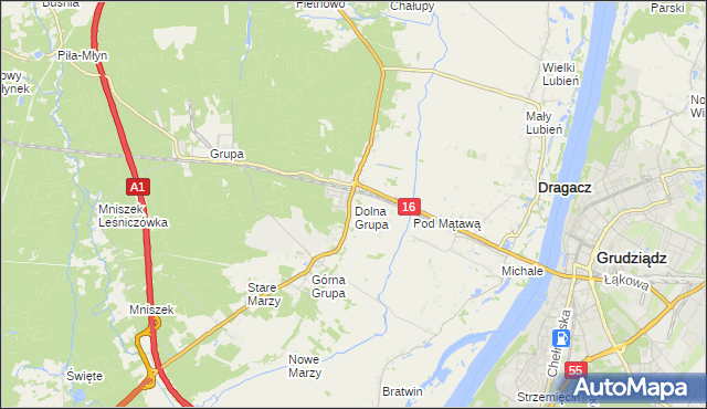 mapa Dolna Grupa, Dolna Grupa na mapie Targeo