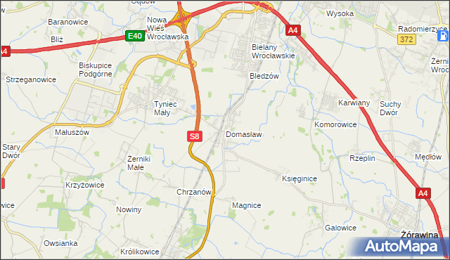 mapa Domasław, Domasław na mapie Targeo