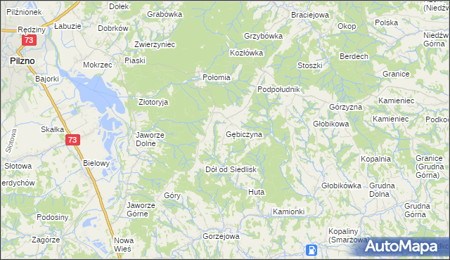 mapa Gębiczyna, Gębiczyna na mapie Targeo