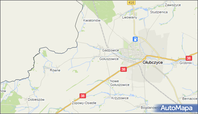 mapa Gołuszowice, Gołuszowice na mapie Targeo