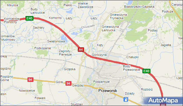 mapa Gorliczyna, Gorliczyna na mapie Targeo