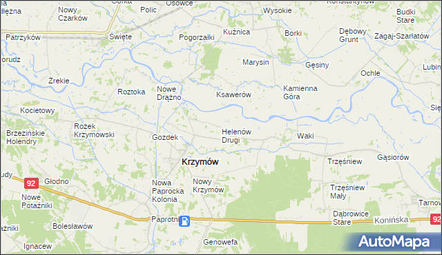 mapa Helenów Drugi gmina Krzymów, Helenów Drugi gmina Krzymów na mapie Targeo