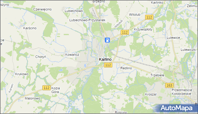 mapa Karlino, Karlino na mapie Targeo