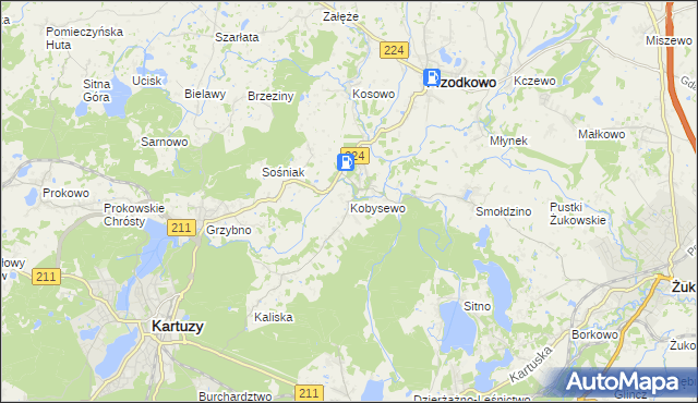 mapa Kobysewo, Kobysewo na mapie Targeo