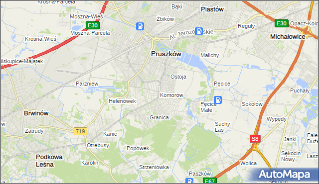 mapa Komorów gmina Michałowice, Komorów gmina Michałowice na mapie Targeo