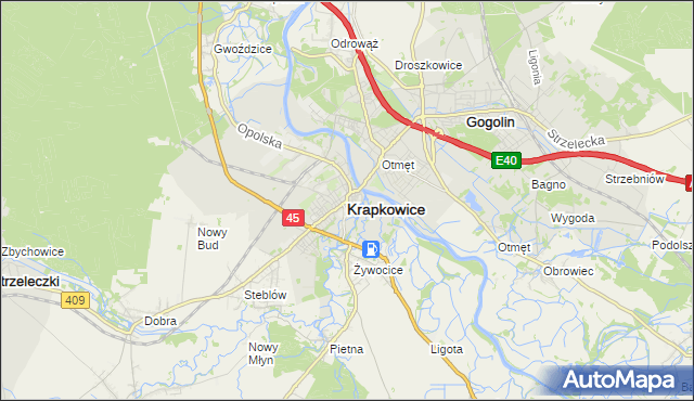 mapa Krapkowice, Krapkowice na mapie Targeo