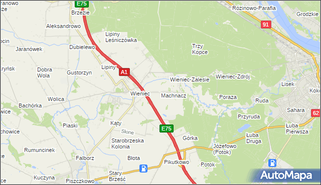 mapa Machnacz gmina Brześć Kujawski, Machnacz gmina Brześć Kujawski na mapie Targeo
