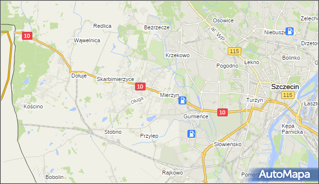 mapa Mierzyn gmina Dobra (Szczecińska), Mierzyn gmina Dobra (Szczecińska) na mapie Targeo