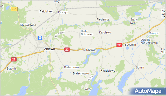 mapa Miradowo, Miradowo na mapie Targeo