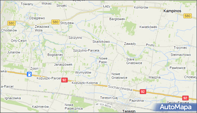 mapa Nowe Paski, Nowe Paski na mapie Targeo