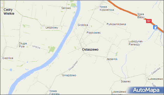 mapa Ostaszewo powiat nowodworski, Ostaszewo powiat nowodworski na mapie Targeo