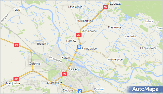 mapa Pisarzowice gmina Lubsza, Pisarzowice gmina Lubsza na mapie Targeo